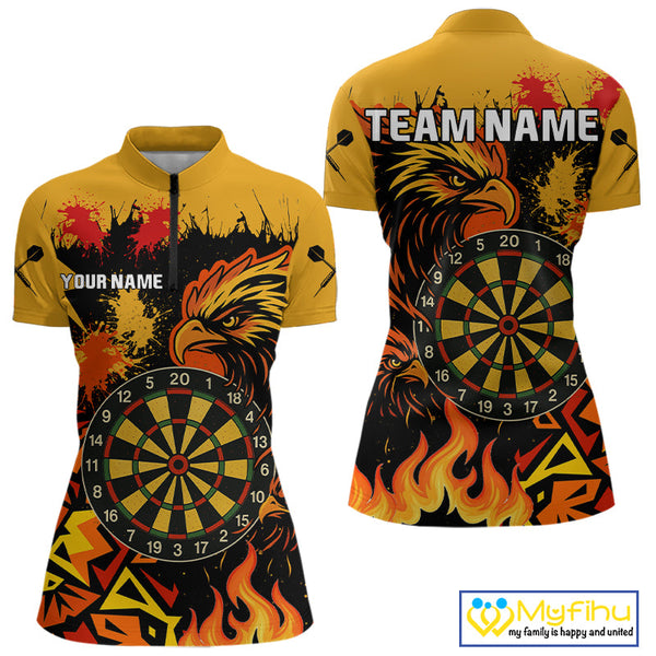 Custom Flame Eagle Dart Jerseys, Dart Quarter-Zip Shirt For Women, Team Uniform NYN0399