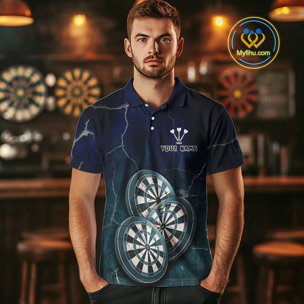 Custom Blue Lightning Triple Dartboard Dart Polo Shirts For Men, Team Uniform NYN0678