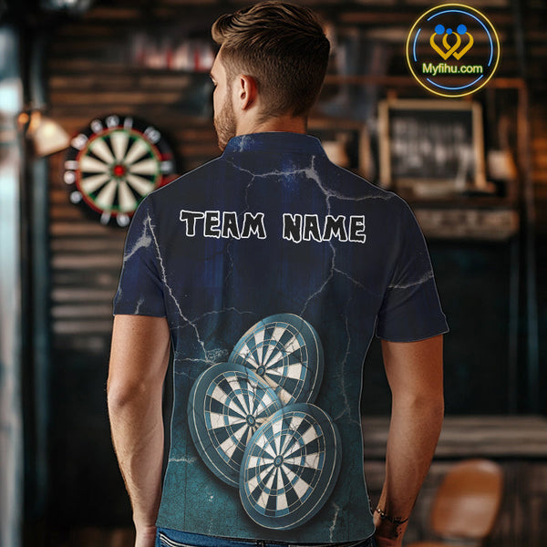 Custom Blue Lightning Triple Dartboard Dart Polo Shirts For Men, Team Uniform NYN0678