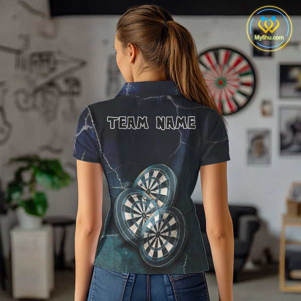 Custom Blue Lightning Triple Dartboard Dart Polo Shirts For Women, Team Uniform NYN0678