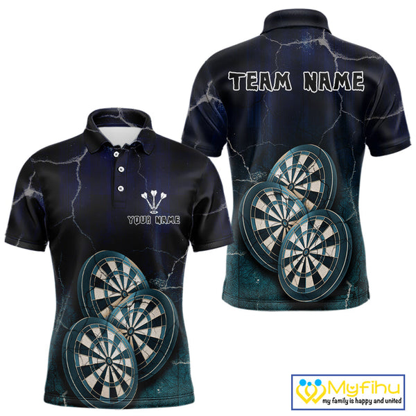 Custom Blue Lightning Triple Dartboard Dart Polo Shirts For Men, Team Uniform NYN0678