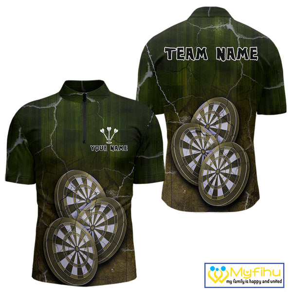 Custom Lightning Triple Dartboard Vintage Dart Men Quarter-Zip Shirt, Team Uniform NYN0679