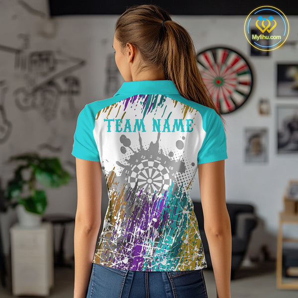 Custom Colorful Splash Paint Dart Polo Shirts For Women, Dart Team Shirt NYN0684