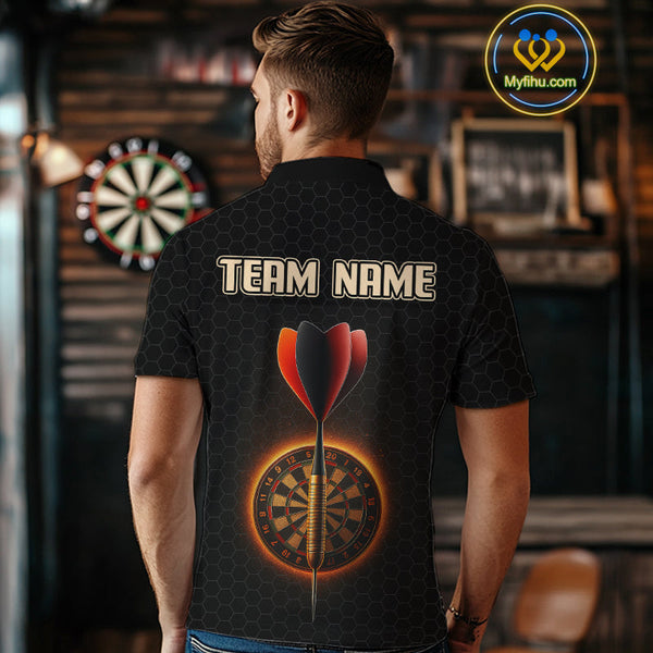 Custom Black And Red Dart Team Polo Shirts For Men, Dart Players Gifts NYN0584