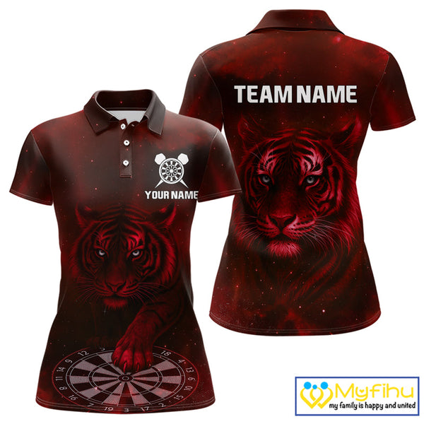 Custom Blue Tiger Dart Polo Shirts For Women, Dart Team Jerseys Dart League Shirt NYN0466