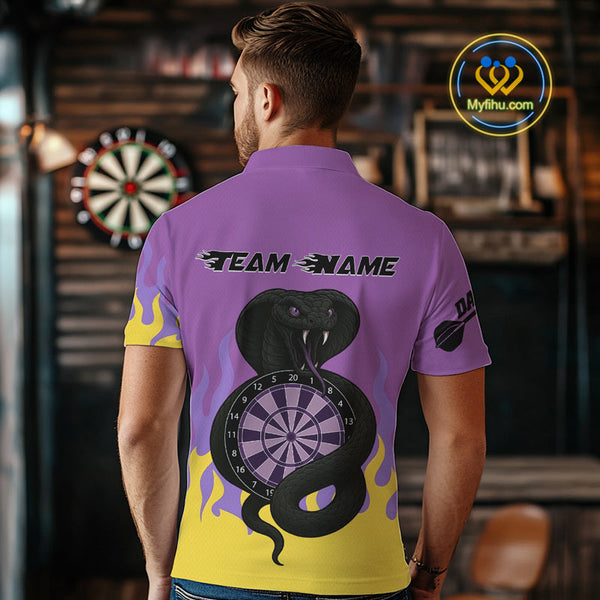 Custom Purple And Yellow Cobra Snake Dart Polo Shirt For Men, Dart Jerseys NYN0491