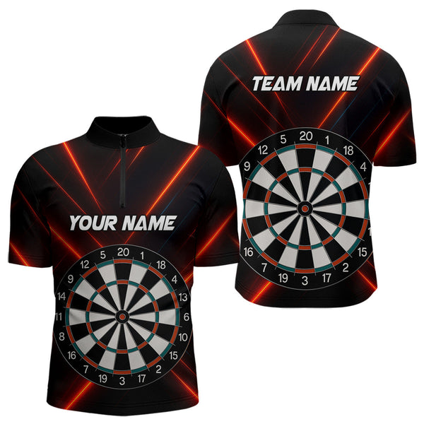 Custom Black And Red Dart Team Quarter-Zip Shirts For Men, Dart Players Gifts NYN0268