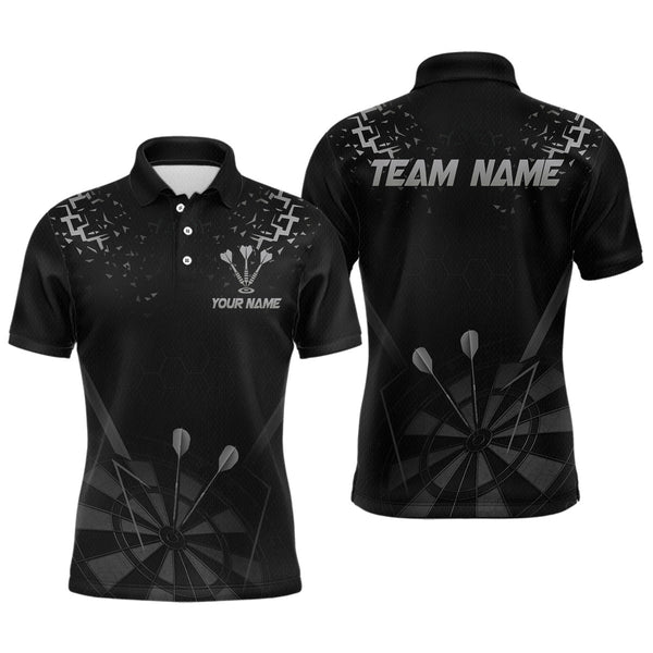 Custom Black And White Dart Team Men Polo Shirts, Dart League Shirts With Name NYN0281