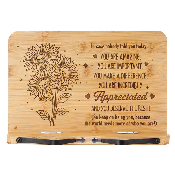 Inspirational Bamboo Book Stand Appreciation Gift, Thank You Gifts, Motivational Reading Stand