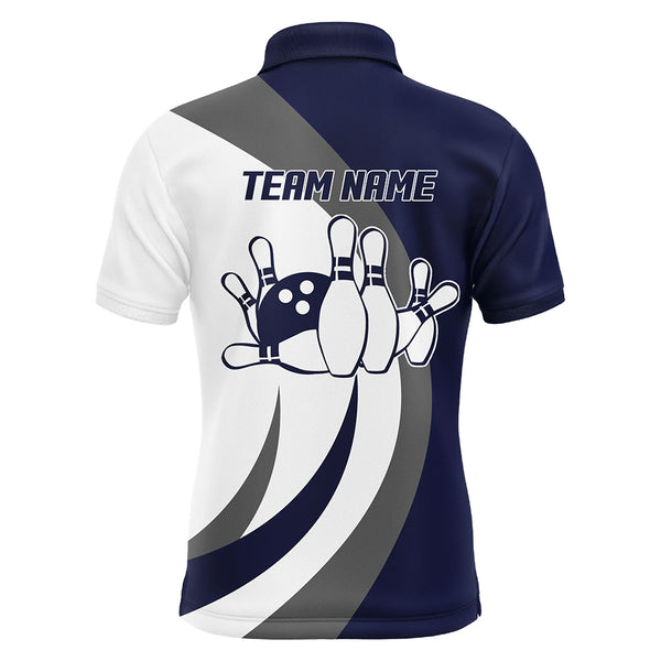 Marineblau Bowling-Polo-Shirt für Herren Individuelles Bowling-Shirt für Herren Bowling-Trikot für Team Bowling Geschenk BDT25