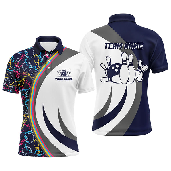 Marineblau Bowling-Polo-Shirt für Herren Individuelles Bowling-Shirt für Herren Bowling-Trikot für Team Bowling Geschenk BDT25