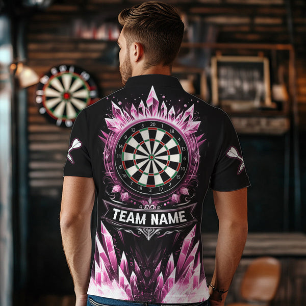 Personalized Pink Icy Dartboard Custom Darts Polo & Quarter Zip For Men, Team Dart Jerseys Outfit TDM3672