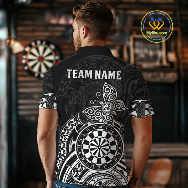 Custom White Black Tribal Dartboard Butterfly Darts Shirts For Men, Darts Team Jerseys Outfit TDM3988