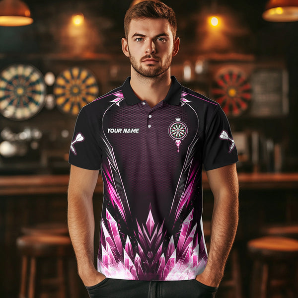 Personalized Pink Icy Dartboard Custom Darts Polo & Quarter Zip For Men, Team Dart Jerseys Outfit TDM3672