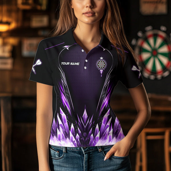Personalized Purple Icy Dartboard Custom Darts Polo & Quarter Zip For Women, Team Dart Jersey Outfit TDM3671