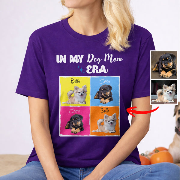 Funny In My Dog Mom Era Custom Dog Photos and Names T-shirt, Gift for Dog Mom FSD4815