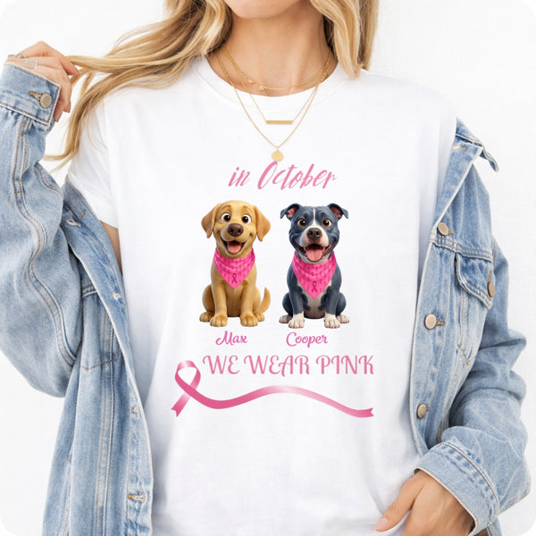 Breast Cancer Awareness In October We Wear Pink Custom Dogs Unisex T-shirt FSDM39