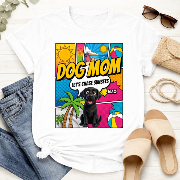 Colorful Pop Art Summer Custom Personalized Dogs T-shirt for Dog Mom FSDM43