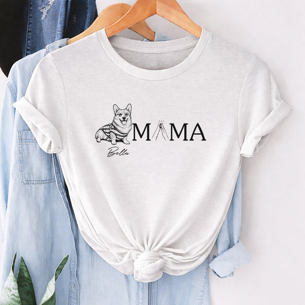 Dog Mama Custom Dog Photo and Name T-shirt for Women, Mothers Day Gift for Dog Mom FSD4808
