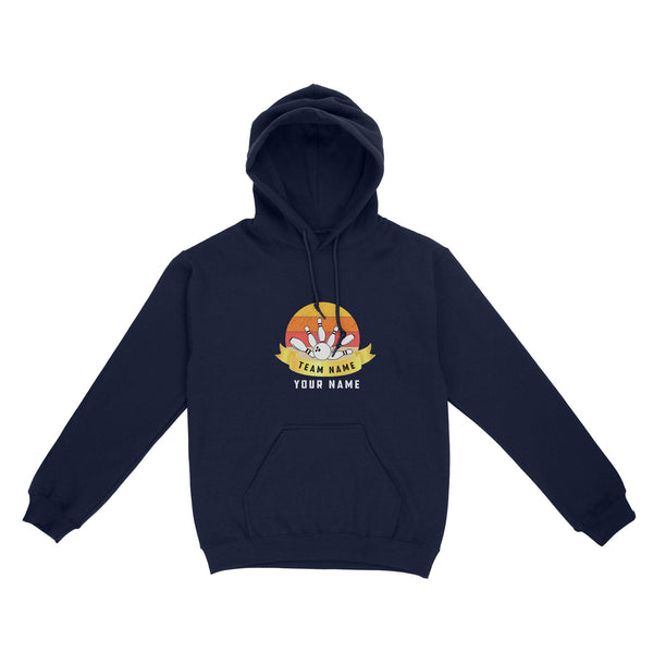 Custom Name and Team name Retro Bowling Ball Pins Unisex Standard Hoodie NQS8693