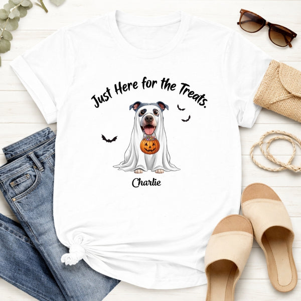 Funny Just Here for the Treats Custom Halloween Dogs T-shirt for Dog Mom Dog Dad FSDM49