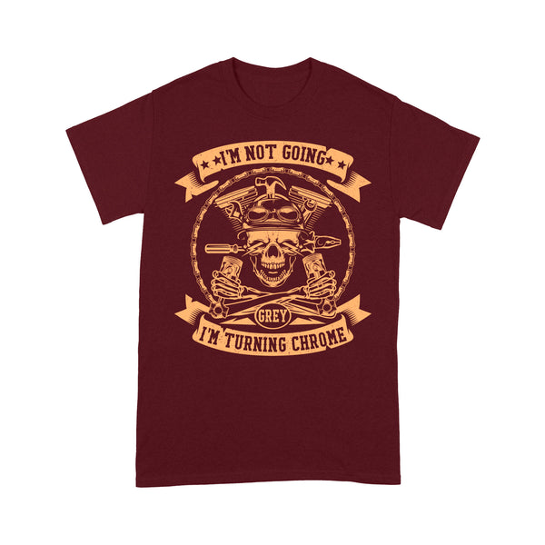 Motocycle Men T-shirt - I'm Turning Chrome, Cool Skull Riding Tee Motocross Off-road Racing Shirt| NMS134 A01