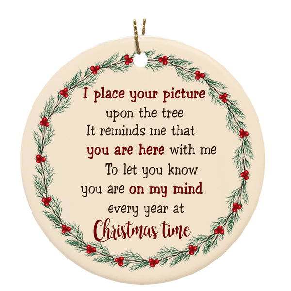 Personalized Memorial Circle Ornament - Place Your Picture Upon The Tree Ornament Custom 2 Sided Ornament Christmas Memorial Gift Remembrance Ornament for Deceased Loved One - JOR45