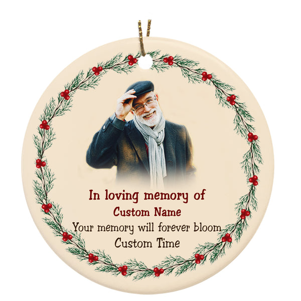 Personalized Memorial Circle Ornament - Place Your Picture Upon The Tree Ornament Custom 2 Sided Ornament Christmas Memorial Gift Remembrance Ornament for Deceased Loved One - JOR45