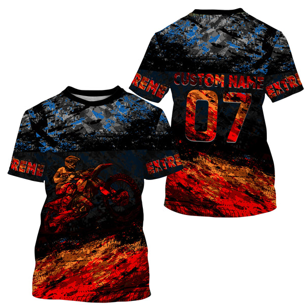 Kid men women orange Motocross jersey UPF30+ personalized MX shirt off-road racing motorcycle PDT07