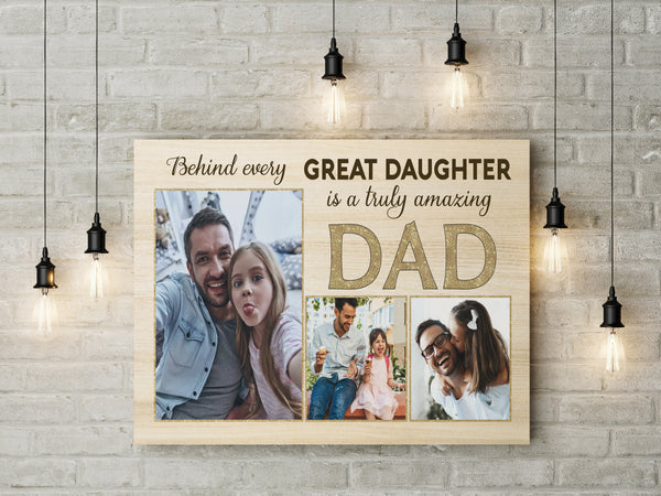 Dad & Daughter Personalized Canvas Fathers Day Gift for Daddy Amazing Dad Birthday Christmas Keepsake| N2548