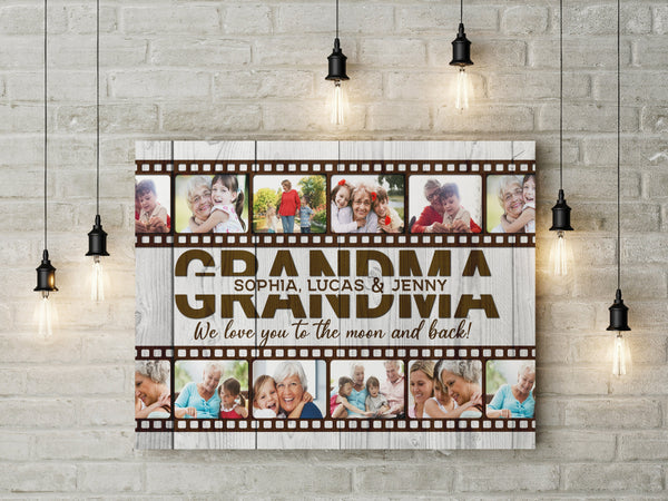 Grandma Personalized Canvas Photo Collage, Mothers's Day Gift for Grandmother, Best Grandma Christmas| N2491