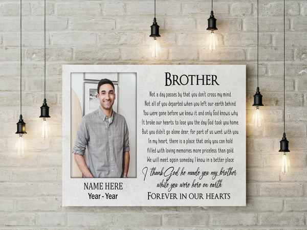 Loss Of Brother Canvas| Personalized Memorial Canvas| Brother Memorial Canvas, Memorial Gift, Brother Remembrance| Sympathy, Bereavement Gift, Brother in Memory| T1103