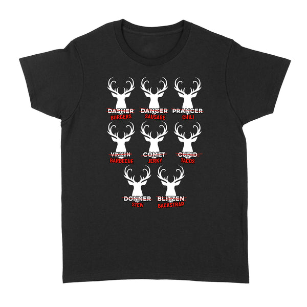 Funny Christmas Reindeer Hunter Shirt, Deer Hunter Gift D02 NQS2460 Standard Women's T-shirt