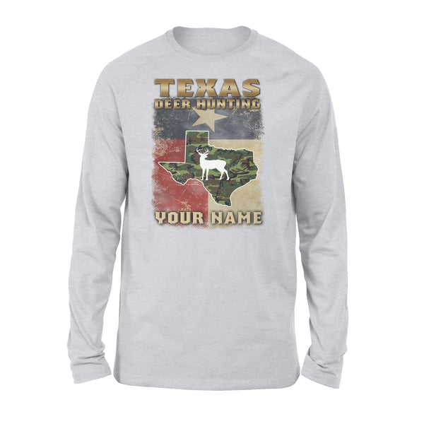 Texas deer hunting personalized gift custom name - Standard Long Sleeve