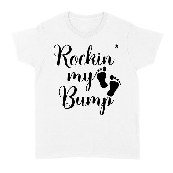 Rockin My Bump| Cute Pregnant Mom Shirt, Baby Bump, New Mom, Mom to Be, Expecting Mother Shirt| NTS50 Myfihu