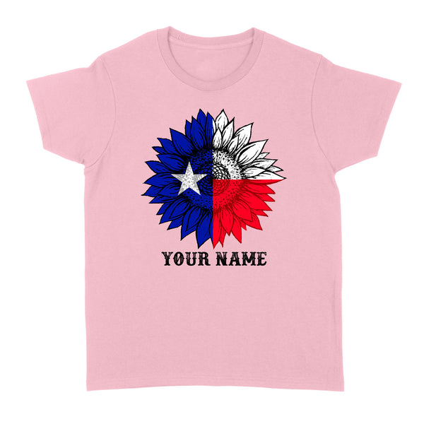 Texas flag sunflower customized name patriot Texas state flag Women's T-shirt D03 NQS2495