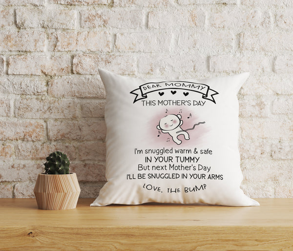 Cute Pregnant Mom Pillow, Dear Mommy from the Bump, Happy First Mother's Day Gift, Mom to Be Gift| NPL03