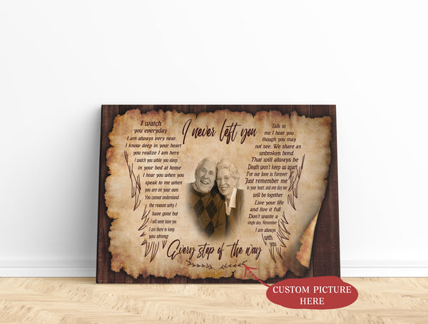 Personalized Canvas| I Never Left You Wall Art Decor| Memorial Canvas| Sympathy Gifts for Family, Home Decoration| Custom Canvas Ready to Hang| Gift for Father's day, Christmas & New Year| T01