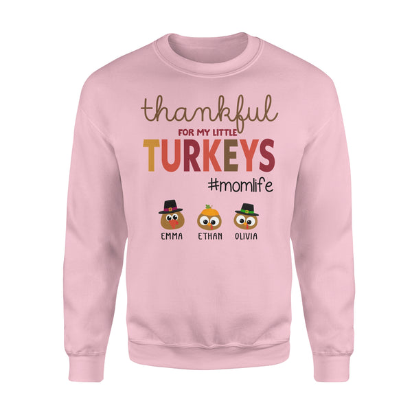 Custom name thankful for my little Turkeys personalized gif for mom - Standard Crew Neck Sweatshirt