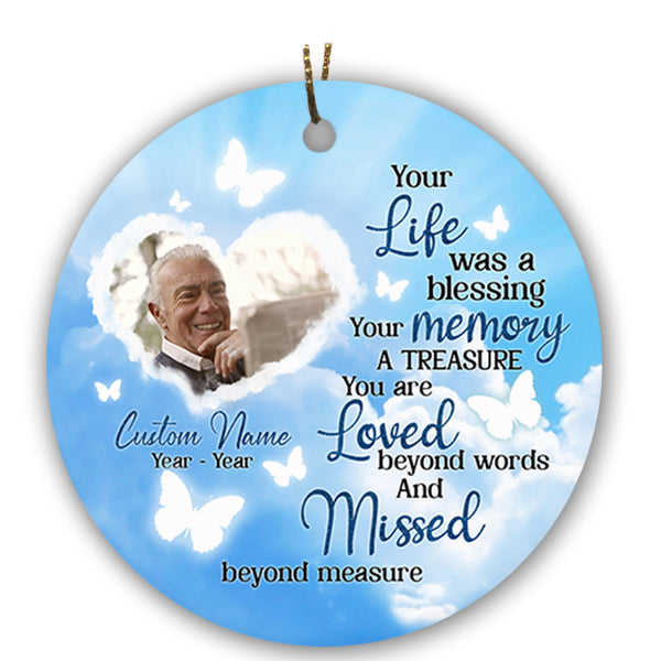 Custom Memorial Ornament - Remembering A Loved One, Christmas in Heaven, In Memory Home Decor for Loss of Father, Mother, Son, Brother| NOM34