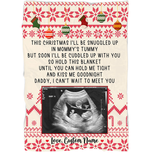 Personalized Gift for Dad| I Can’t Wait to Meet You Daddy Custom Ultrasound Blanket Gifts from Bump AP334