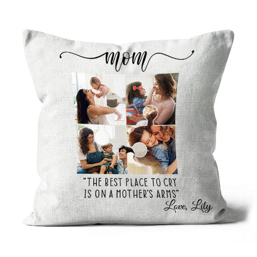 Mom Personalized Pillow, Best Mom Ever Mother's Day Gift, Custom Photos Birthday Christmas Keepsake| NPL40