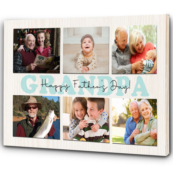 Grandpa Personalized Canvas Photo Collage, Fathers Day Gift for Grandpa Papa Birthday Christmas Keepsake N2522