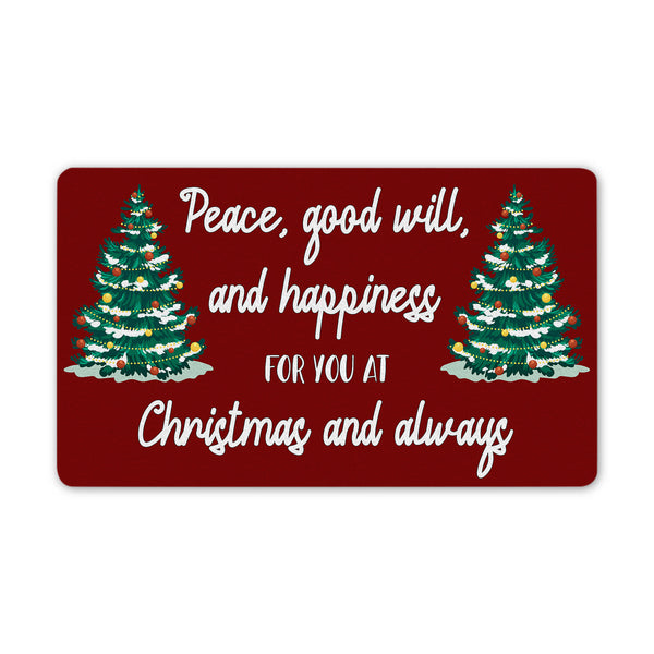 Christmas Doormat| Peace Good Will Happiness at Christmas Door Mat| Christmas Sign Christmas Decoration for Front Door, Home| Christmas Wish Message To Friend Xmas Gift Winter Door Mat| JD29