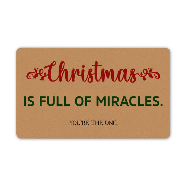 Christmas Doormat|  Christmas Is Full Of Miracles Door Mat| Christmas Wish Christmas Sign Christmas Decoration for Front Door, Home| Welcome Holiday Door Mat Winter Sign| JD30