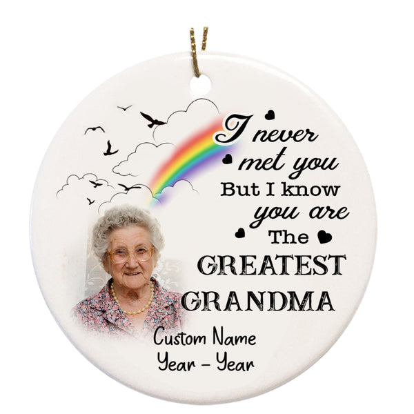 Grandma Memorial Ornament - Greatest Grandma, Christmas in Heaven Remembrance Home Decor, Memorial Gift for Baby Loss of Grandma| NOM133