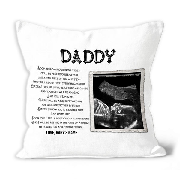 Expecting Dad Personalized Pillow (Insert Included) Sonogram Fathers Day Gift Dad to Be 1-side Print| NPL134
