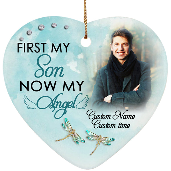 Custom Memorial Ornament - My Angel Son, Christmas in Heaven, Remembrance Home Decor, Memorial Gift for Loss of Son, In Loving Memory of Son| NOM54