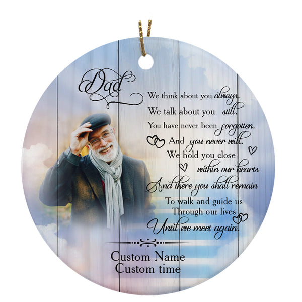 Dad Memorial Ornament - Until We Meet Again, Christmas in Heaven, Dad Remembrance Home Decor, Memorial Gift for Loss of Father in Memory| NOM164