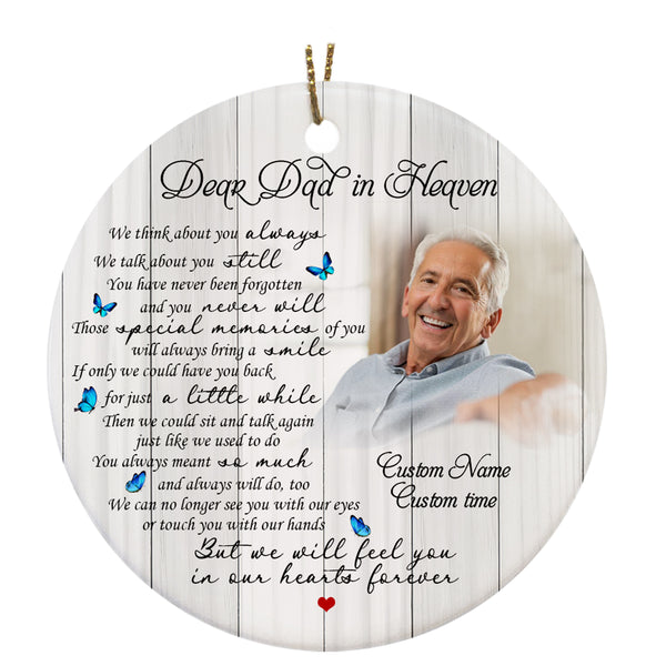 Dad Memorial Ornament - Dear Dad in Heaven, Christmas Dad Remembrance Home Decor, Memorial Gift for Loss of Father in Memory| NOM180